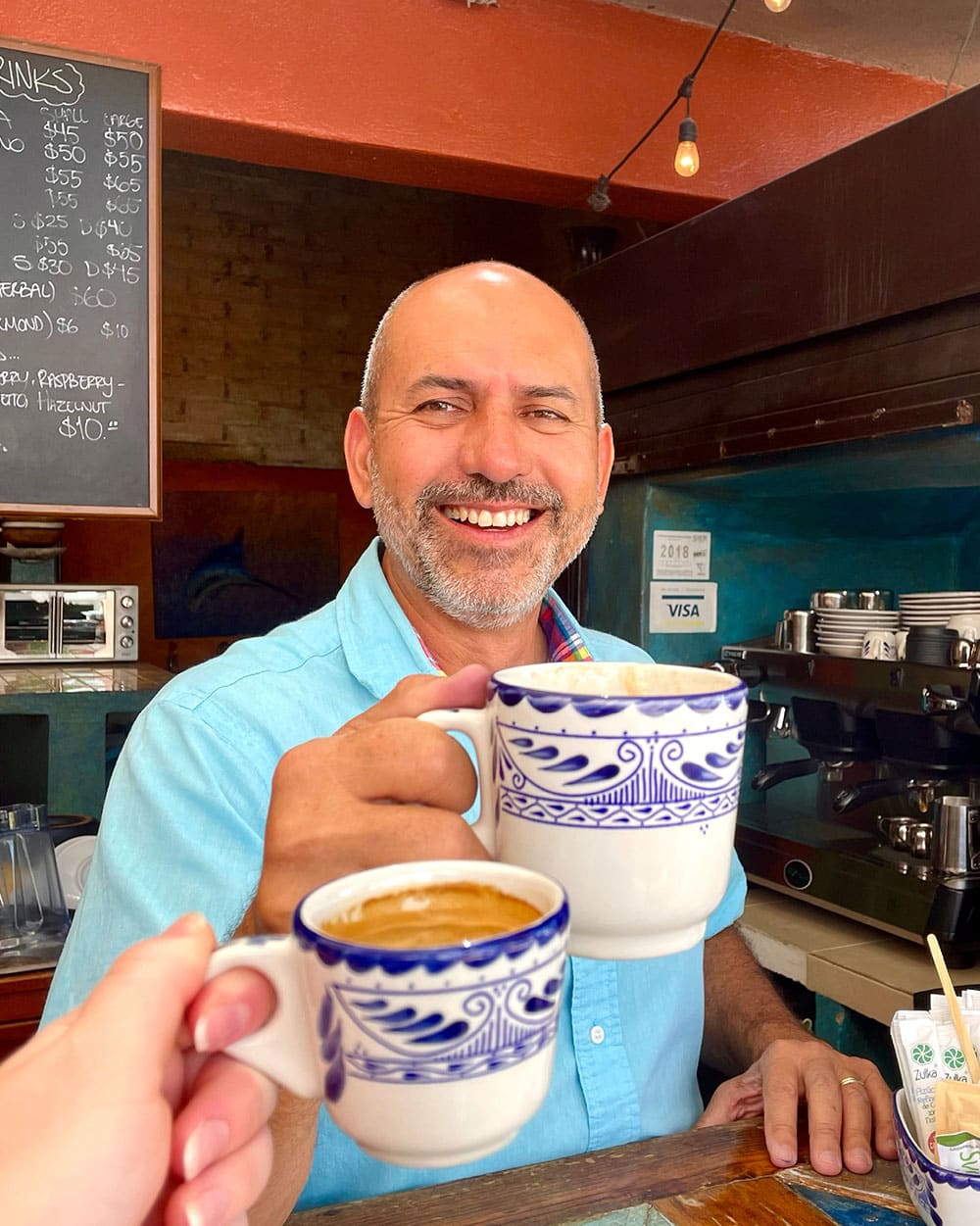 A coffee being made at Chalala, the coffee bar inside the Los Cabos plaza
