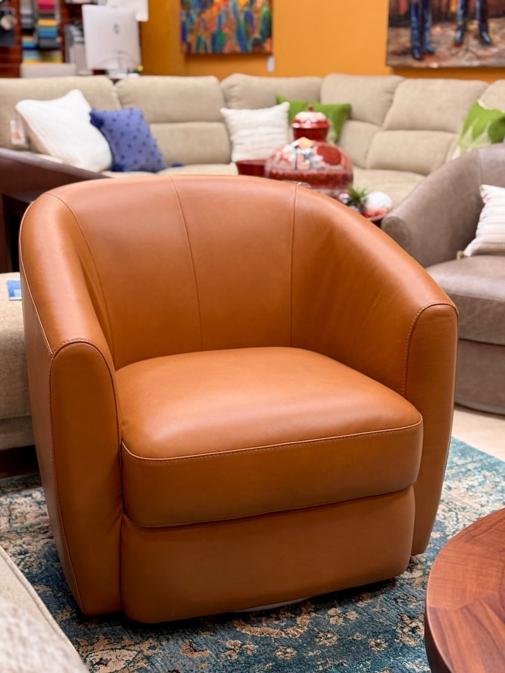 Palliser Dorset Swivel Chair in Leather, photographed in the Casa Bonita showroom